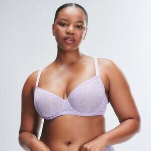 Savage X Fenty Signature Script Unlined Bra Purple Lavender Size 40DD